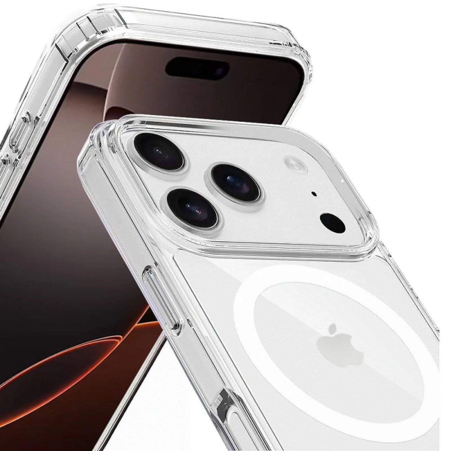 Coque iPhone transparente compatible Magsafe + 2 Vitres Protection Ecran